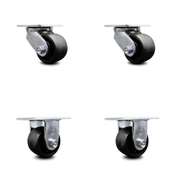 Service Caster 3.25 Inch Glass Filled Nylon Caster Set with Roller Bearing 2 Swivel 2 Rigid SCC SCC-30CS3420-GFNR-2-R-2 - main